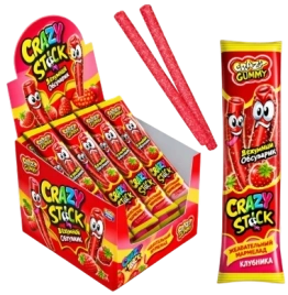 МРМ КРЕЙЗИ СТИК кислый мармелад КЛУБНИКА 20гр 12/24