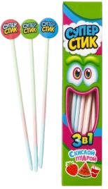 ПУДРА Соломка СУПЕР СТИК сахарная КИСЛАЯ 12гр 12/48