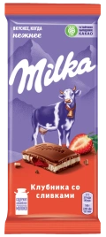 ПЛИТКА Милка Клубника и Сливки 80гр 1/20 РОССИЯ