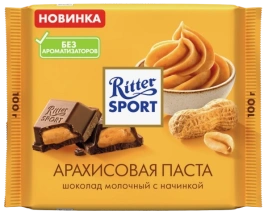 ПЛИТКА РИТТЕР СПОРТ арахисовая паста 100гр 1/11