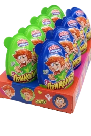 ШКФ ПЛАСТ ЯЙЦО кандиприз с подарком ПРИКОЛИСТЫ 15гр 12/8