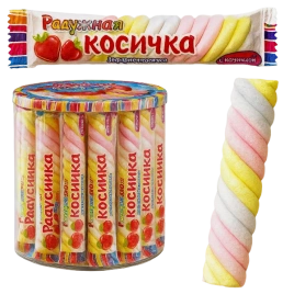 ЗФР зефир косичка РАДУЖНАЯ клубника 12гр 6/50