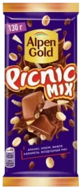ПЛИТКА ПИКНИК Арахис Изюм Возд рис Карамель Ваф крошка 130 1/15