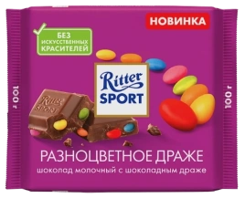 ПЛИТКА РИТТЕР СПОРТ разноцветным драже 100гр 1/12