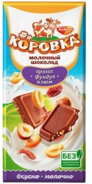ПЛИТКА Коровка с арахисом, фундуком и изюмом 75гр 6/16