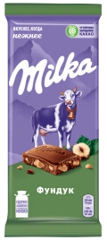 ПЛИТКА Милка Фундук ЦЕЛЬНЫЙ 80гр 1/19 РОССИЯ