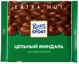 ПЛИТКА РИТТЕР СПОРТ молочный миндаль 100гр 1/11