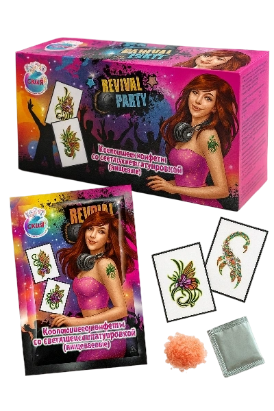 ШИПЕЛКА Карамель хлопающая со светящейся тату для КРАСАВИЦ 1гр. 12/30 фото 1