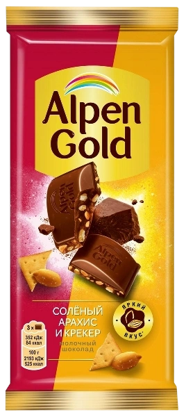 ПЛИТКА АльпГолд 80гр соленый АРАХИС КРЕКЕР 1/21 фото 1