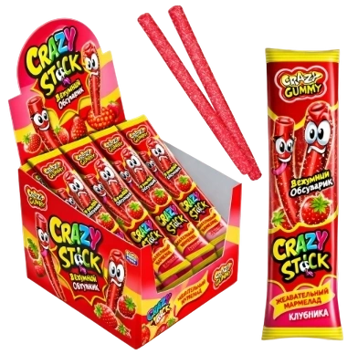 МРМ КРЕЙЗИ СТИК кислый мармелад КЛУБНИКА 20гр 12/24 фото 1