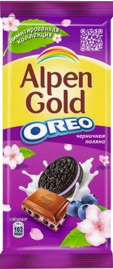 ПЛИТКА АльпГолд 85гр. ОРЕО черника 1/19 фото 1
