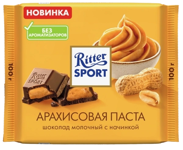 ПЛИТКА РИТТЕР СПОРТ арахисовая паста 100гр 1/11 фото 1