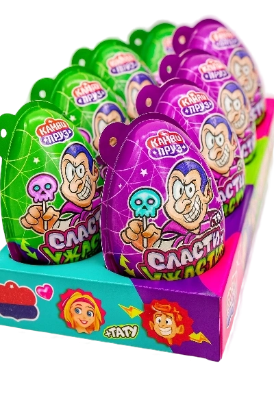 ШКФ ПЛАСТ ЯЙЦО кандиприз с подарком СЛАСТИ УЖАСТИ 15гр 12/8 фото 1
