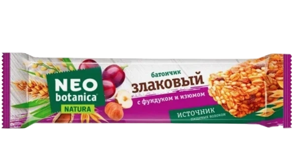 ШБ злаковый Нео-Ботаника НАТУРА с фунд и изюмом 29гр. 1/16 фото 1