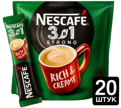 КОФЕ Нескафе 3в1 крепкий 14,5гр 20/20 ПАКЕТ фото 1