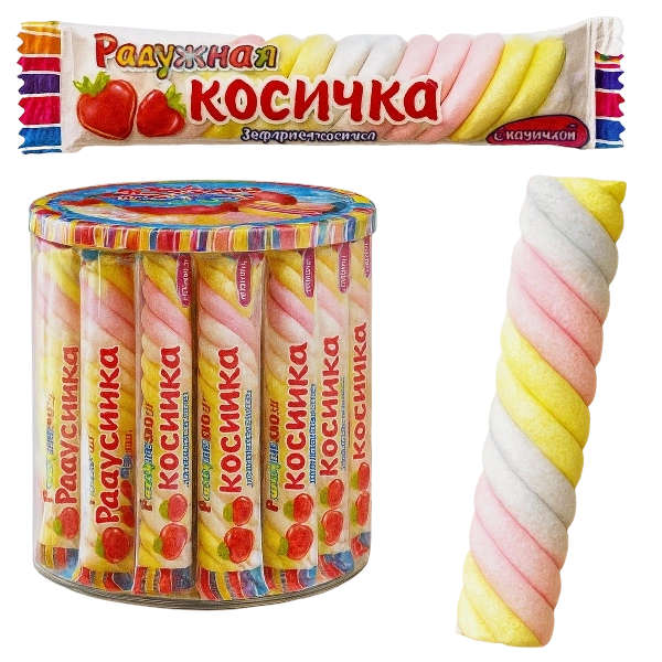 ЗФР зефир косичка РАДУЖНАЯ клубника 12гр 6/50 фото 1