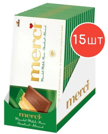 НШК МЕРСИ ПЛИТКА 100гр 1/15 лесной орех и миндаль фото 1