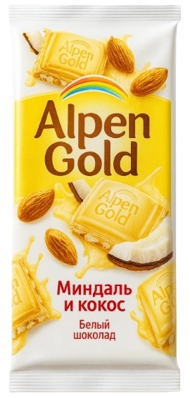 ПЛИТКА АльпГолд 80гр БЕЛЫЙ МИНДАЛЬ И КОКОС 1/21 фото 1