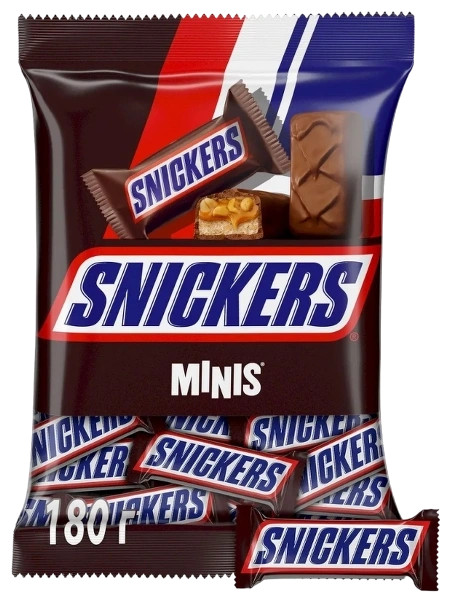 ШБ Минис ПАКЕТ Сникерс 180гр 1/9 (примерно 108 штук) фото 1