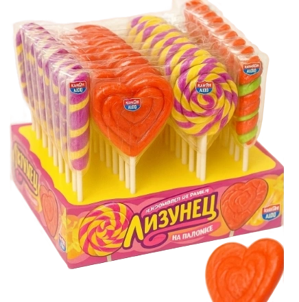 ЛЕД на палочке Лизунец МИКС 30гр 4/34 твист сердце круглые на подставке фото 1