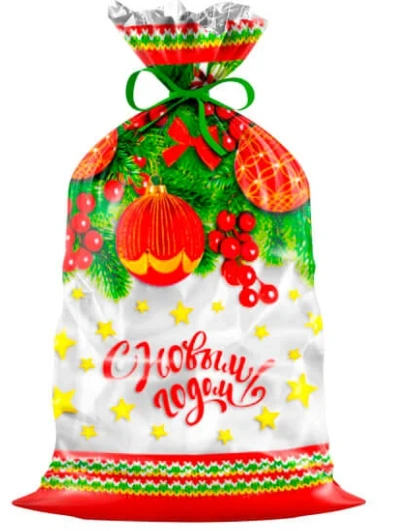 ПП 2540 Новогодние шары 25х40 см подарочный 20/100 состав: только пакет, без подарка и ленты фото 1