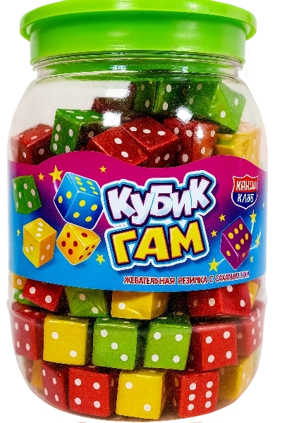 ЖР с драже КУБИК ГАМ асс 3,5гр 8/165 банка фото 1