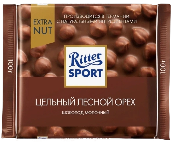 ПЛИТКА РИТТЕР СПОРТ молочный фундук 100гр 1/10 фото 1