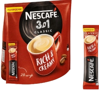 КОФЕ Нескафе 3в1 классик 14,5гр 20/20 ПАКЕТ фото 1