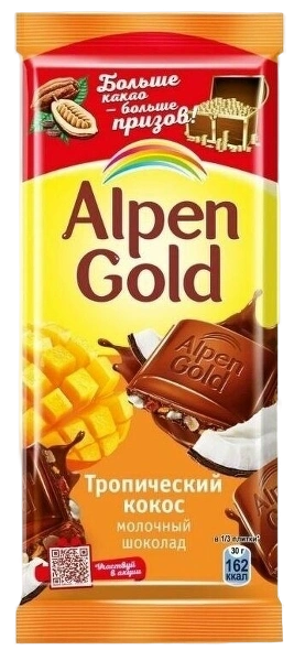 ПЛИТКА АльпГолд 80гр Тропический кокос 1/21 фото 1