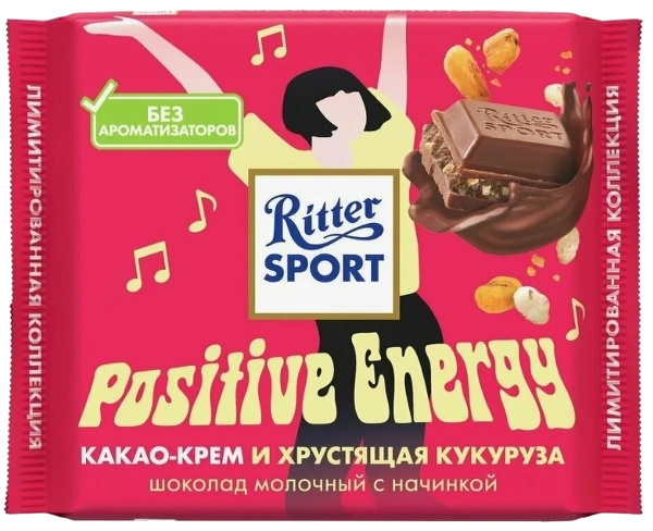 ПЛИТКА РИТТЕР СПОРТ какао хрустящая кукуруза 100гр 1/12 фото 1