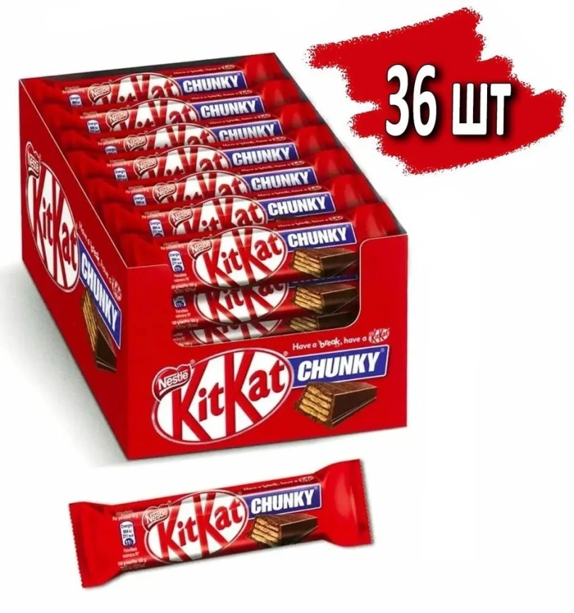 ШБ КИТКАТ ЧАНКИ МОЛОЧНЫЙ шоколад 40гр 1/36 ВЛОЖЕНИЕ!!! фото 1
