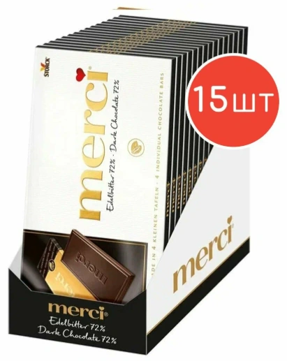 НШК МЕРСИ ПЛИТКА 100гр 1/15 горький 72% фото 1