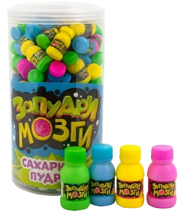 ПУДРА сахарная ЗАПУДРИ МОЗГИ ассорти, 4гр 6/120 МИНИ БАНОЧКИ фото 1